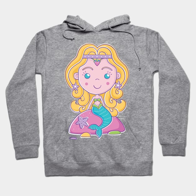 Mermaid sitting on rock Hoodie by vaughanduck